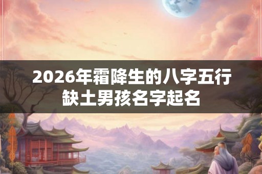 2026年霜降生的八字五行缺土男孩名字起名