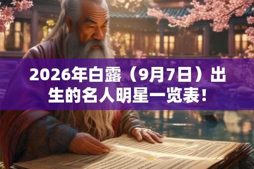 2026年白露（9月7日）出生的名人明星一览表！