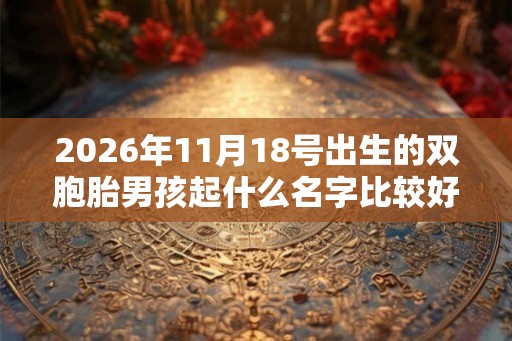 2026年11月18号出生的双胞胎男孩起什么名字比较好，五行属什么