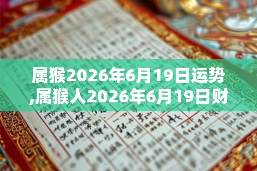 属猴2026年6月19日运势,属猴人2026年6月19日财运,生肖猴2026年6月19日运势
