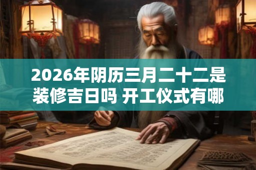 2026年阴历三月二十二是装修吉日吗 开工仪式有哪些流程