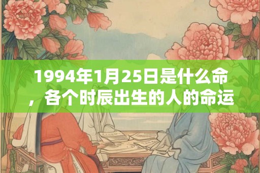 1994年1月25日是什么命，各个时辰出生的人的命运