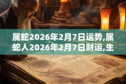 属蛇2026年2月7日运势,属蛇人2026年2月7日财运,生肖蛇2026年2月7日运势