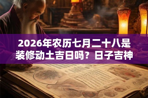2026年农历七月二十八是装修动土吉日吗？日子吉神吉位在哪？