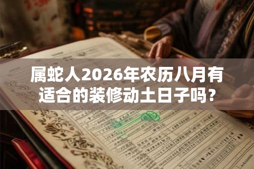 属蛇人2026年农历八月有适合的装修动土日子吗？