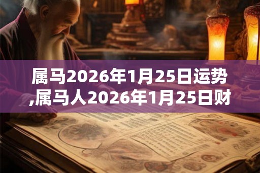 属马2026年1月25日运势,属马人2026年1月25日财运,生肖马2026年1月25日运势 属马2026年1月25日运势,属马人2026年1月25日财运,生肖马2026年1月25日运势