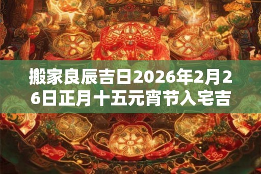 搬家良辰吉日2026年2月26日正月十五元宵节入宅吉时 搬家良辰吉日2026年2月26日正月十五元宵节入宅吉时