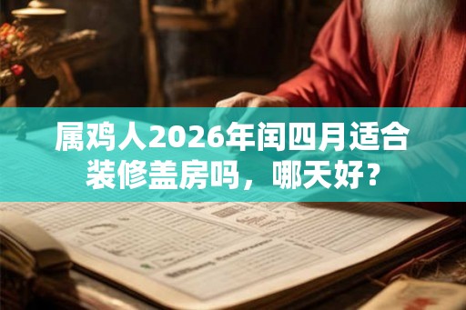 属鸡人2026年闰四月适合装修盖房吗，哪天好？