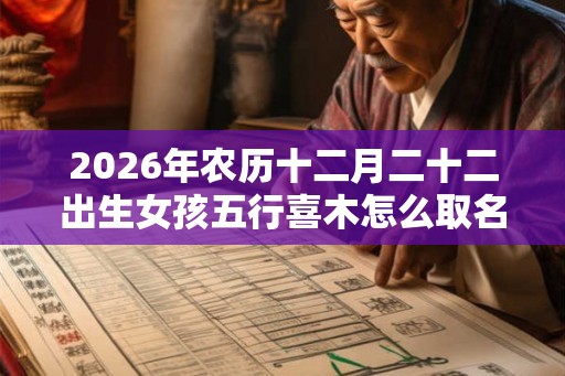 2026年农历十二月二十二出生女孩五行喜木怎么取名字