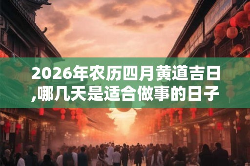 2026年农历四月黄道吉日,哪几天是适合做事的日子