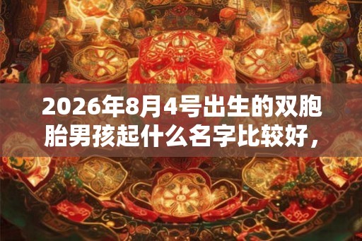 2026年8月4号出生的双胞胎男孩起什么名字比较好，五行属什么