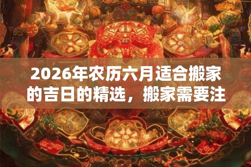 2026年农历六月适合搬家的吉日的精选，搬家需要注意什么？