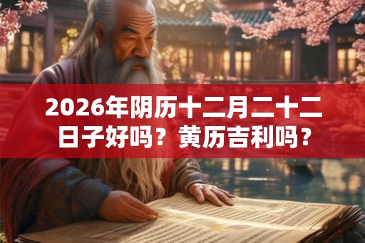 2026年阴历十二月二十二日子好吗？黄历吉利吗？