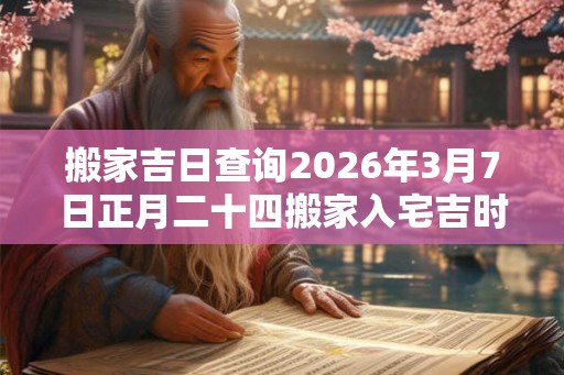 搬家吉日查询2026年3月7日正月二十四搬家入宅吉时查询 搬家吉日查询2026年3月7日正月二十四搬家入宅吉时查询