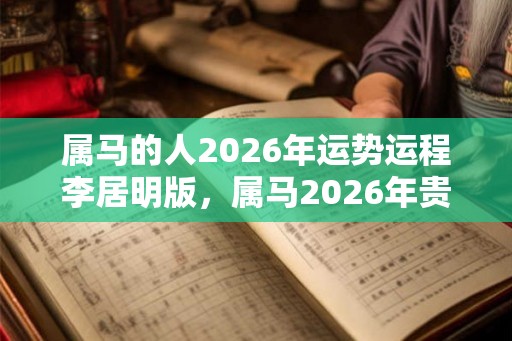 属马的人2026年运势运程李居明版，属马2026年贵人是谁？