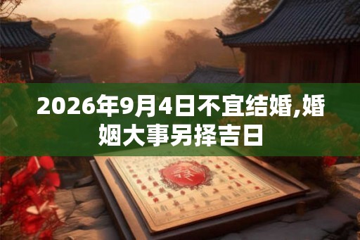 2026年9月4日不宜结婚,婚姻大事另择吉日
