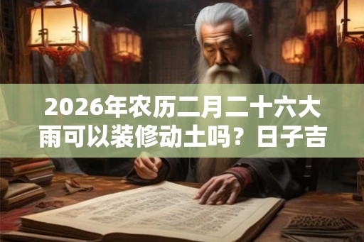 2026年农历二月二十六大雨可以装修动土吗？日子吉不吉利？
