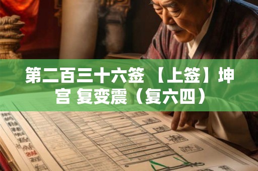 第二百三十六签 【上签】坤宫 复变震（复六四）