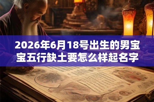 2026年6月18号出生的男宝宝五行缺土要怎么样起名字