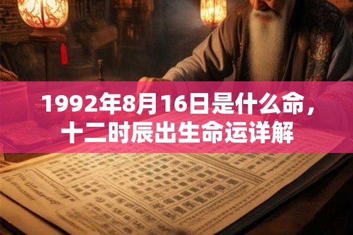 1992年8月16日是什么命，十二时辰出生命运详解