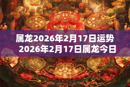 属龙2026年2月17日运势  2026年2月17日属龙今日运势