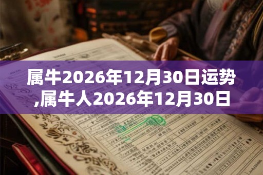 属牛2026年12月30日运势,属牛人2026年12月30日财运,生肖牛2026年12月30日运势