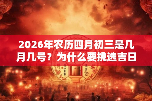 2026年农历四月初三是几月几号？为什么要挑选吉日？