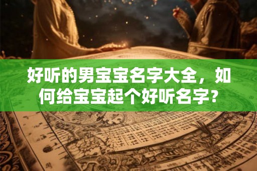 好听的男宝宝名字大全，如何给宝宝起个好听名字？
