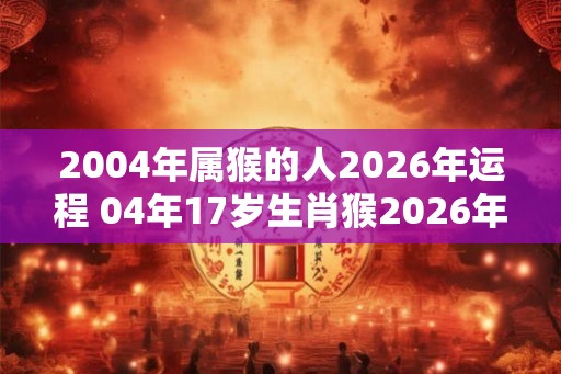 2004年属猴的人2026年运程 04年17岁生肖猴2026年运势