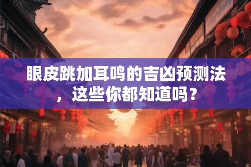 眼皮跳加耳鸣的吉凶预测法,这些你都知道吗? 眼皮跳加耳鸣的吉凶预测法,这些你都知道吗?