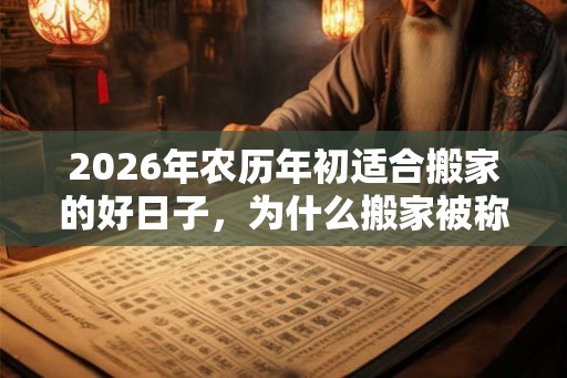2026年农历年初适合搬家的好日子，为什么搬家被称乔迁之喜？