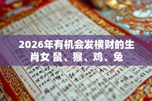 2026年有机会发横财的生肖女 鼠、猴、鸡、兔