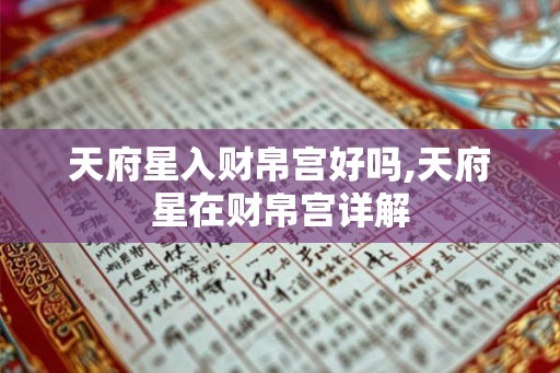 天府星入财帛宫好吗,天府星在财帛宫详解