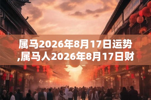 属马2026年8月17日运势,属马人2026年8月17日财运,生肖马2026年8月17日运势