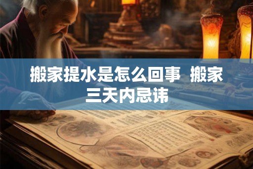 搬家提水是怎么回事 搬家三天内忌讳 搬家提水是怎么回事 搬家三天内忌讳