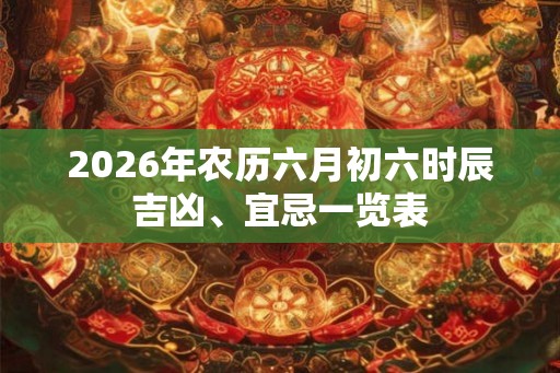 2026年农历六月初六时辰吉凶、宜忌一览表