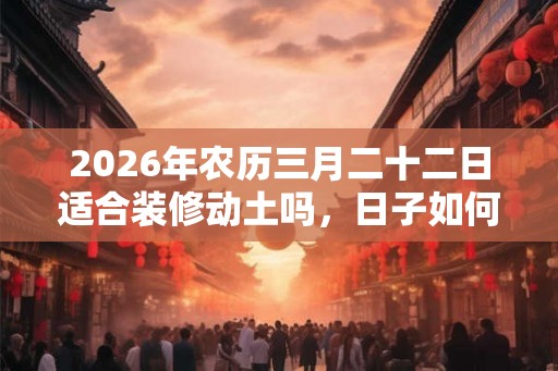 2026年农历三月二十二日适合装修动土吗，日子如何？