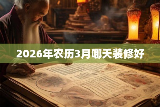 2026年农历3月哪天装修好