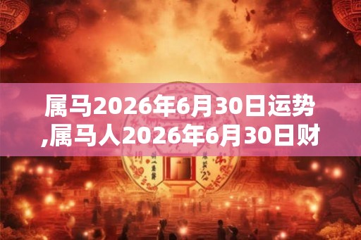 属马2026年6月30日运势,属马人2026年6月30日财运,生肖马2026年6月30日运势