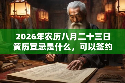 2026年农历八月二十三日黄历宜忌是什么，可以签约吗？