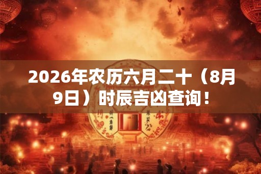 2026年农历六月二十（8月9日）时辰吉凶查询！