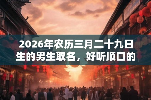2026年农历三月二十九日生的男生取名，好听顺口的男宝宝名字