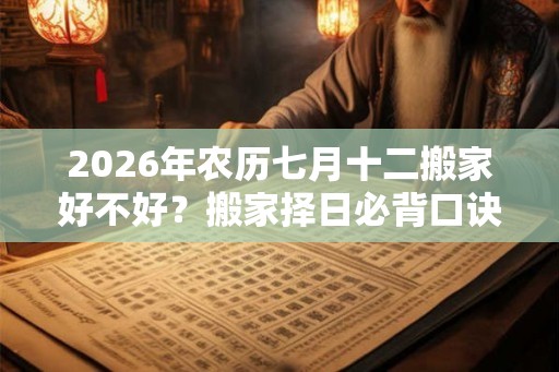 2026年农历七月十二搬家好不好？搬家择日必背口诀