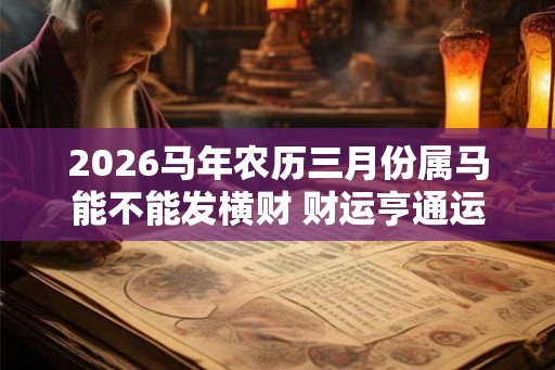 2026马年农历三月份属马能不能发横财 财运亨通运气佳