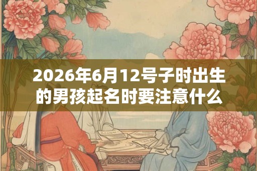 2026年6月12号子时出生的男孩起名时要注意什么