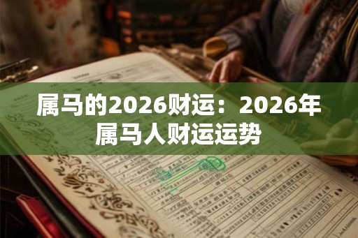 属马的2026财运：2026年属马人财运运势