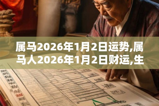 属马2026年1月2日运势,属马人2026年1月2日财运,生肖马2026年1月2日运势
