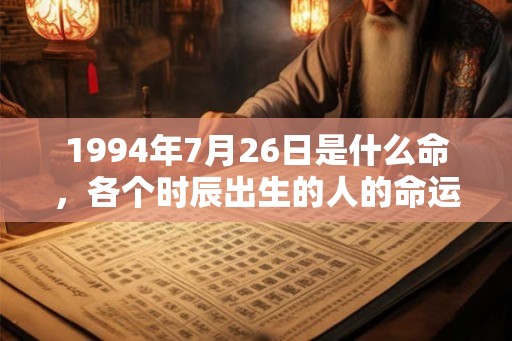1994年7月26日是什么命，各个时辰出生的人的命运