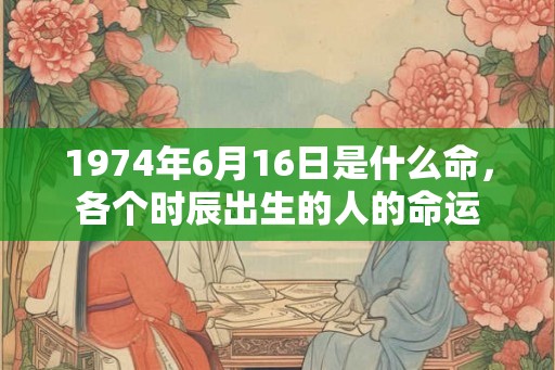 1974年6月16日是什么命，各个时辰出生的人的命运
