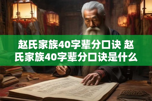 赵氏家族40字辈分口诀 赵氏家族40字辈分口诀是什么